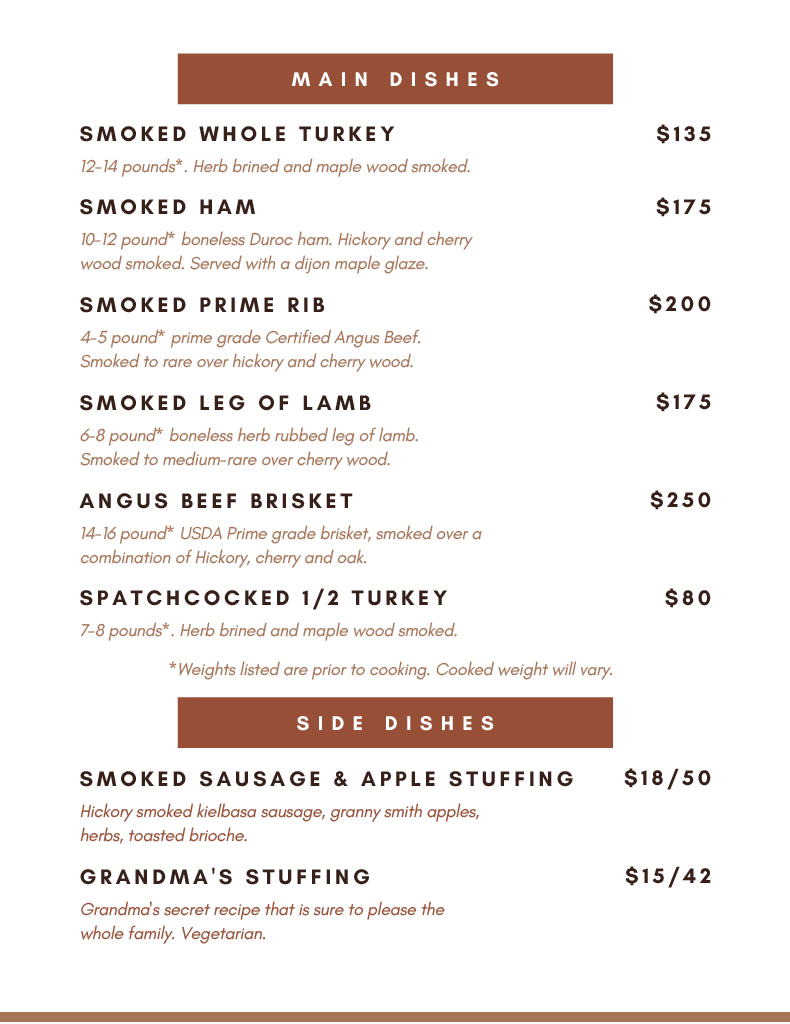 Smokecraft Thanksgiving 2022 Menu1024_2