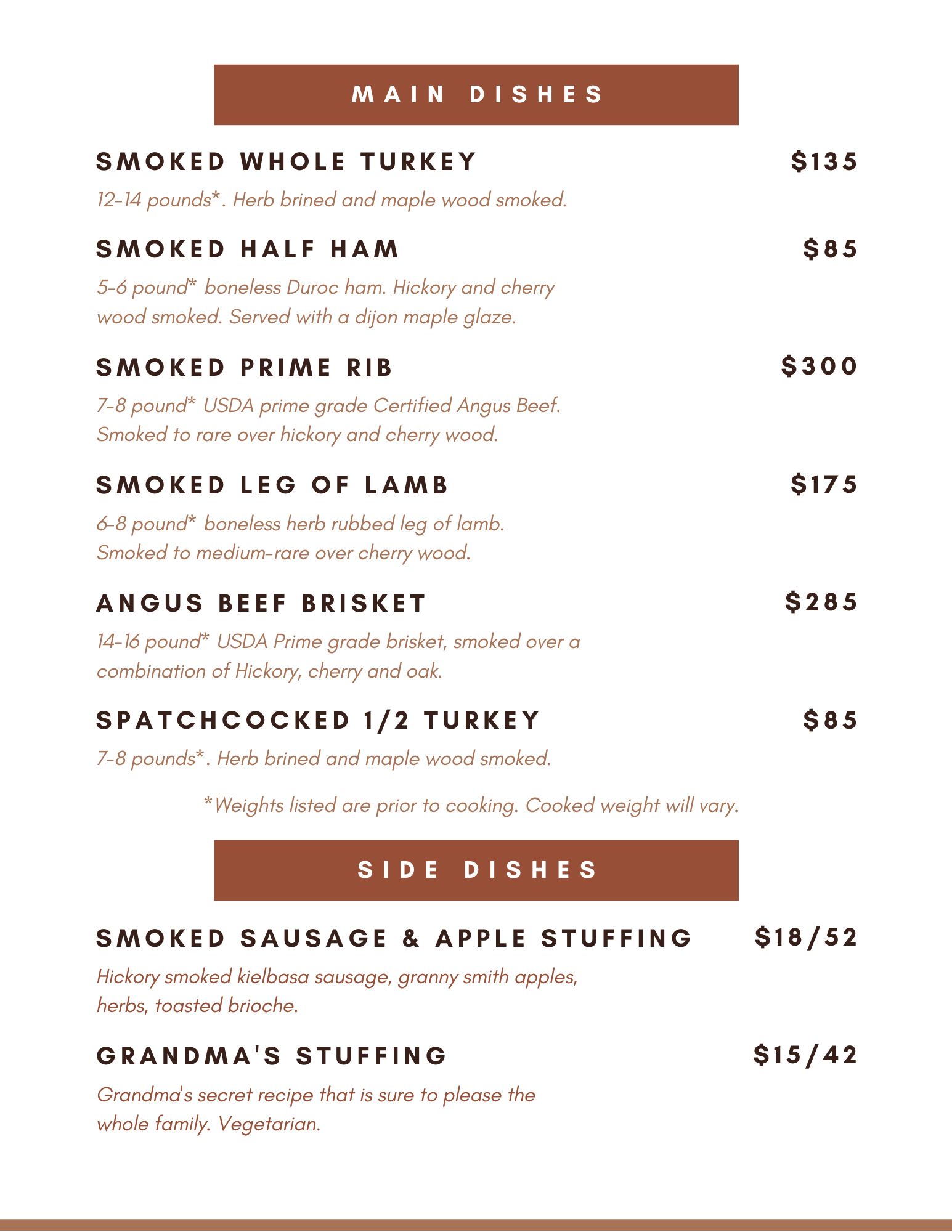 Thanksgiving Menu 2025 Pg 2